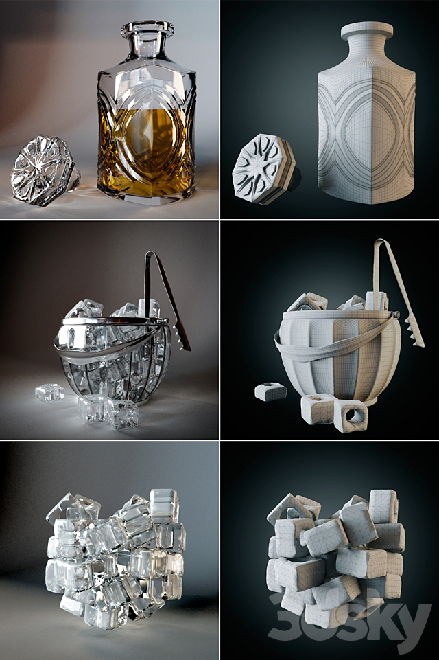 “Set for whiskey with ice bucket” – “Whiskey set with ice bucket” 3DSMax File - thumbnail 2