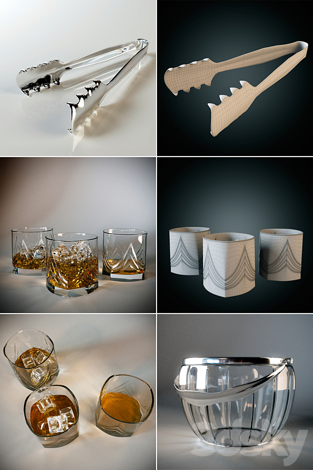“Set for whiskey with ice bucket” – “Whiskey set with ice bucket” 3DSMax File - thumbnail 3