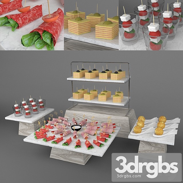 Set of canapes 2 3dsmax Download - thumbnail 1