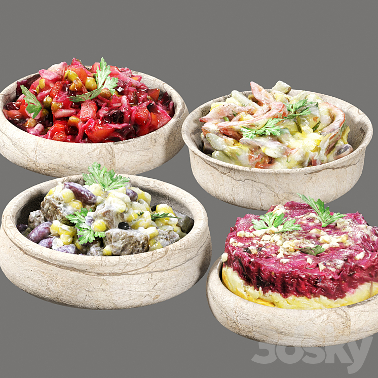 set of vegetable salads 3DS Max - thumbnail 2