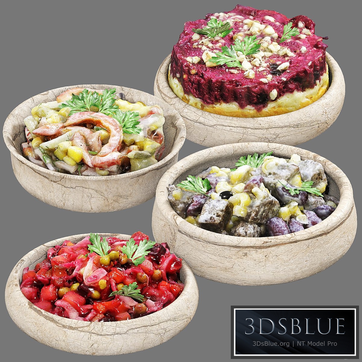 set of vegetable salads 3DS Max - thumbnail 3