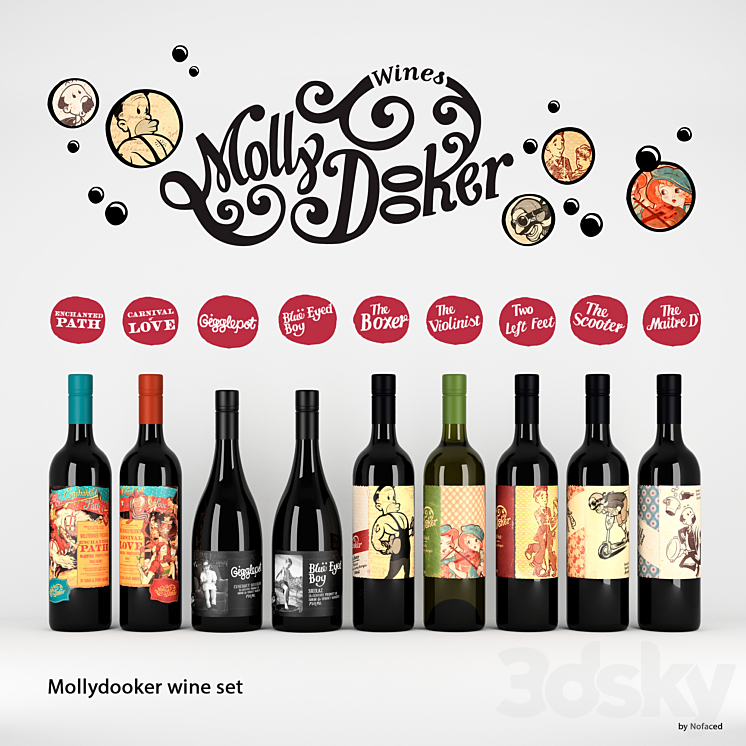 set of wine Mollydooker (9 bottles) 3DS Max - thumbnail 1