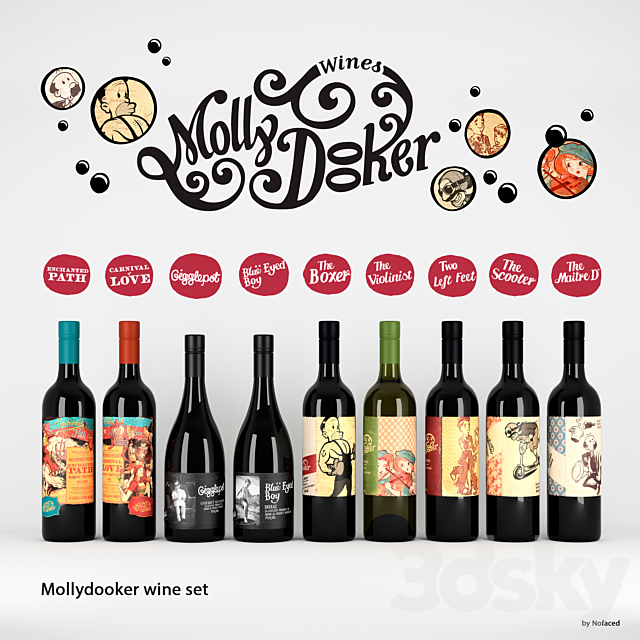 set of wine Mollydooker (9 bottles) 3DS Max Model - thumbnail 1