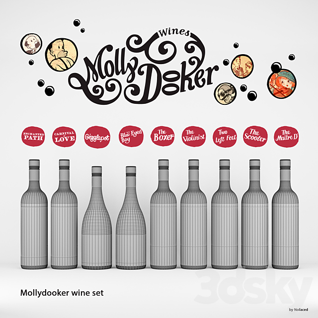 set of wine Mollydooker (9 bottles) 3DS Max Model - thumbnail 2