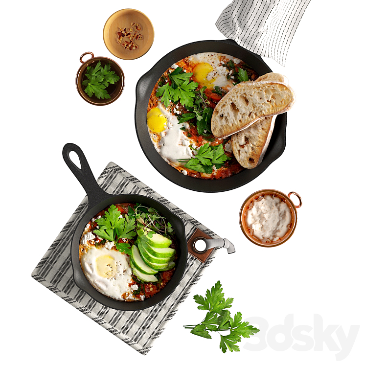 Shakshuka with Spinach and Harissa 3DS Max - thumbnail 1