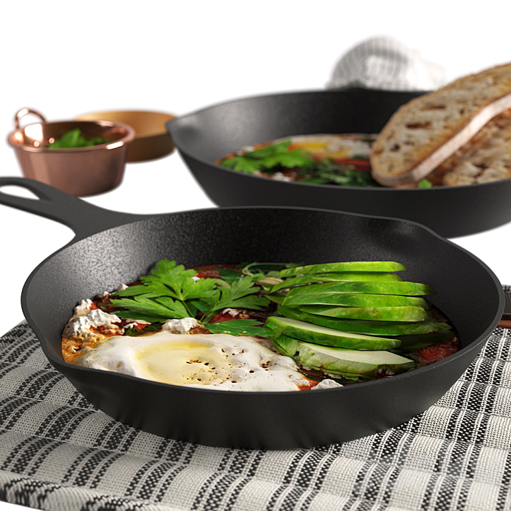 Shakshuka with Spinach and Harissa 3DS Max - thumbnail 2