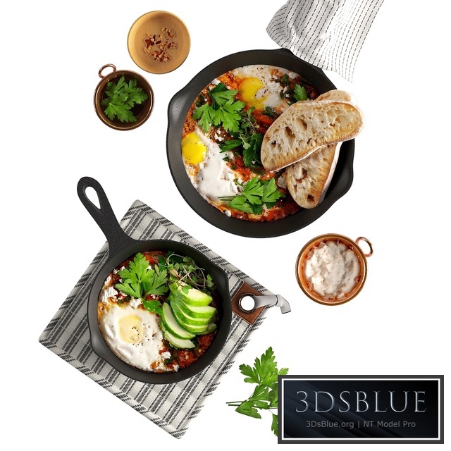 Shakshuka with Spinach and Harissa 3DS Max - thumbnail 3