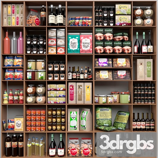 Showcase with spices sauces in a supermarket or home pantry 3dsmax Download - thumbnail 1