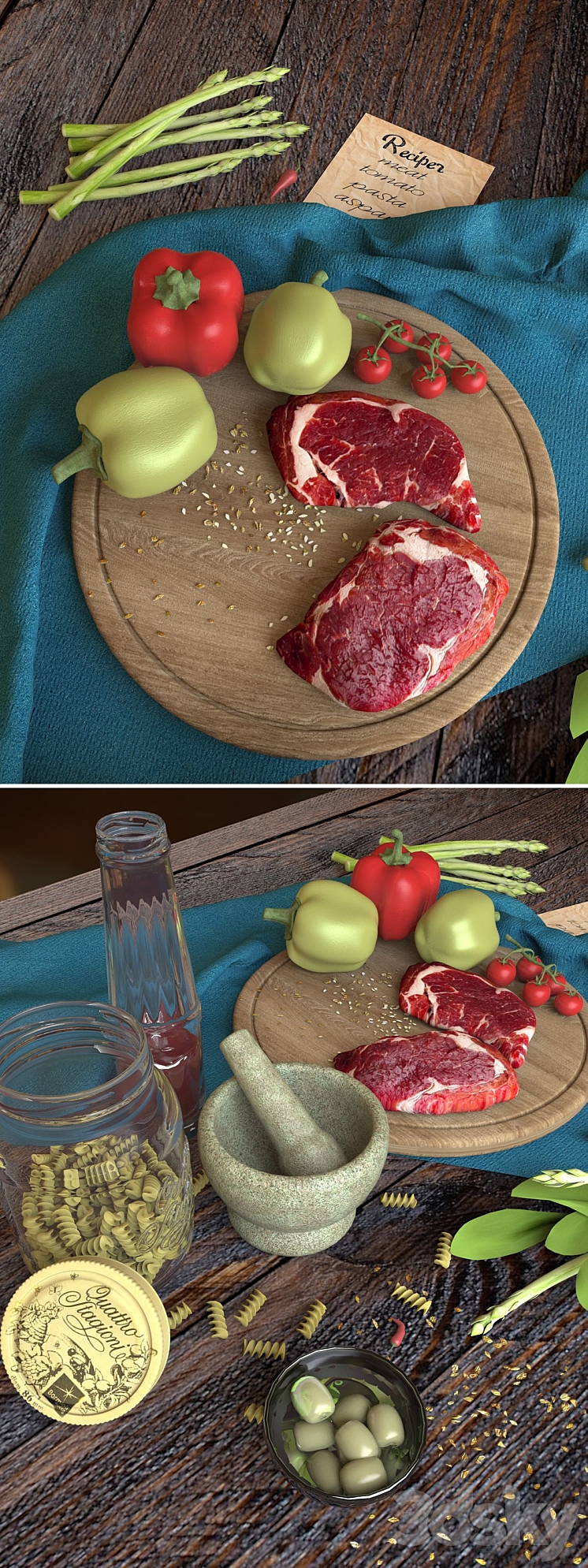 Sill life with meat 3DS Max - thumbnail 2