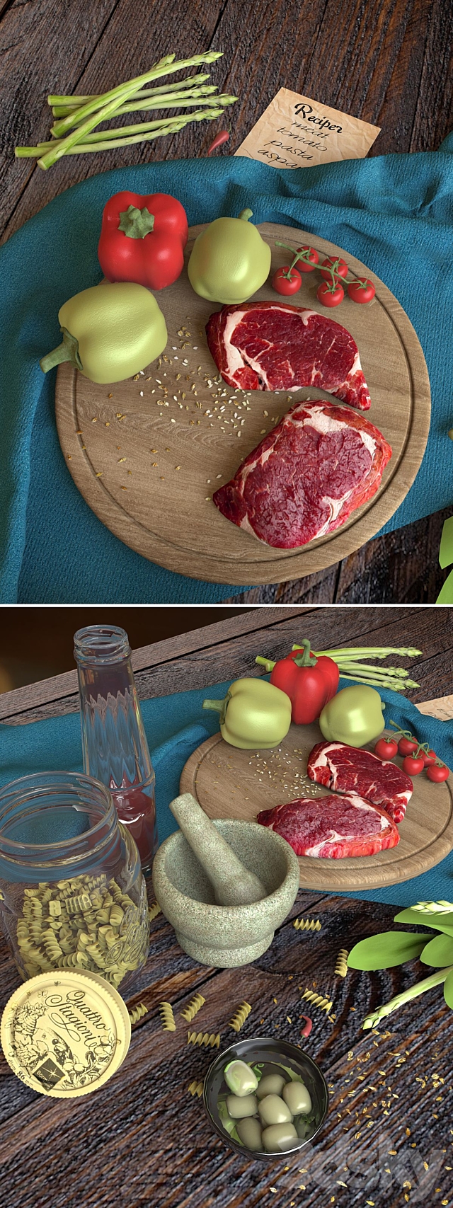 Sill life with meat 3DSMax File - thumbnail 2