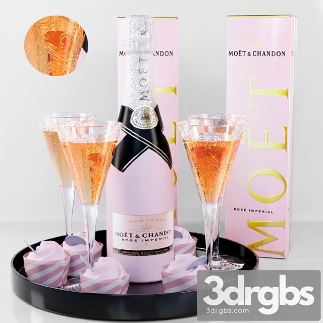 Sparkling wine in glasses. alcohol 3dsmax Download - thumbnail 1