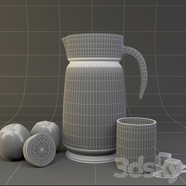 Still Life Decanter and oranges 3DS Max Model - thumbnail 2