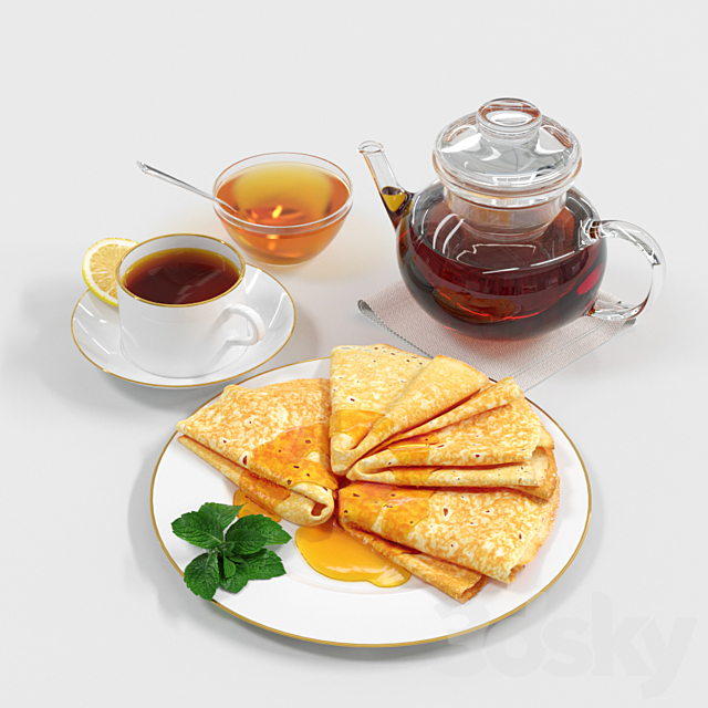 Still life. Pancakes with Honey (Pancakes with honey) 3ds Max - thumbnail 1