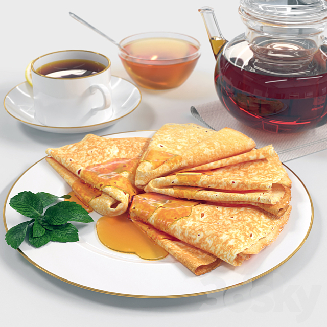 Still life. Pancakes with Honey (Pancakes with honey) 3ds Max - thumbnail 2