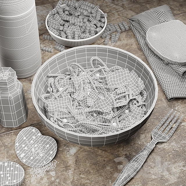 Still life with spaghetti 3DS Max Model - thumbnail 3