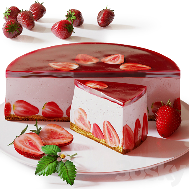 Strawberry cake 3ds Max - thumbnail 1