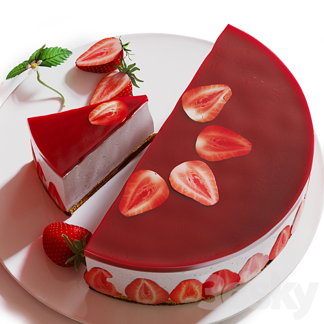 Strawberry cake 3ds Max - thumbnail 2