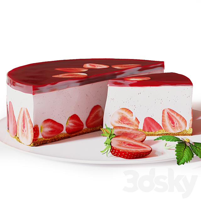 Strawberry cake 3ds Max - thumbnail 3