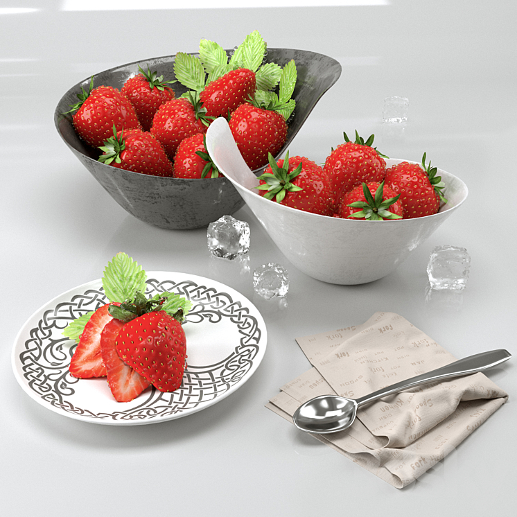 Strawberry set 3DS Max - thumbnail 1