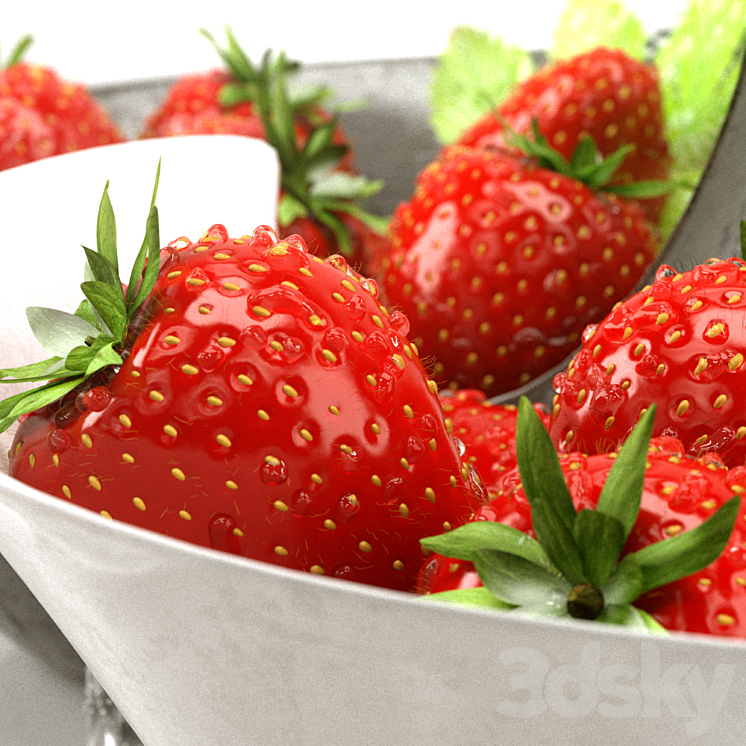 Strawberry set 3DS Max - thumbnail 2