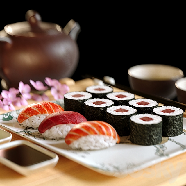 Sushi Maki (Japanese food set) 3DSMax File - thumbnail 3