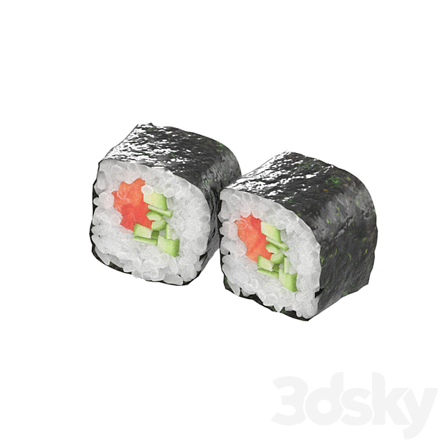 Sushi rolls with salmon and cucumber 3DS Max Model - thumbnail 5