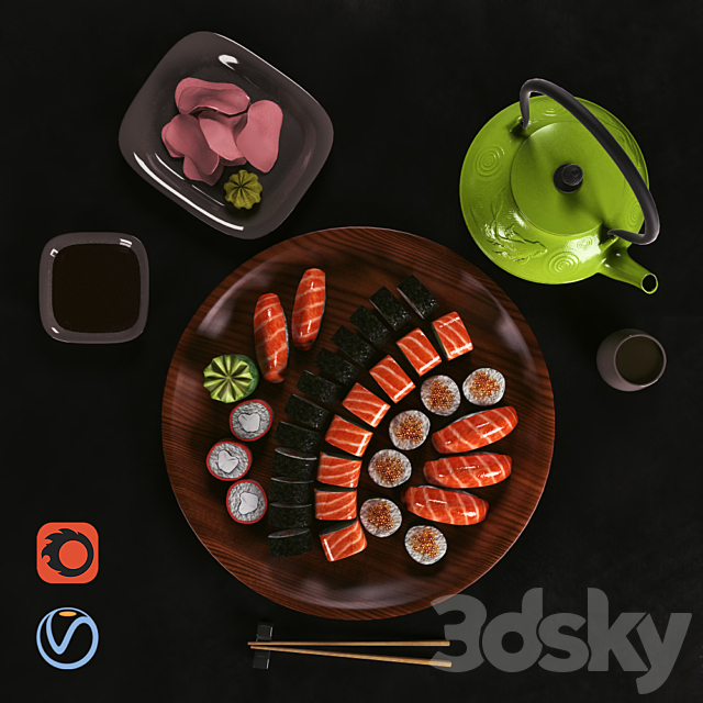 Sushi Set 3DS Max Model - thumbnail 2