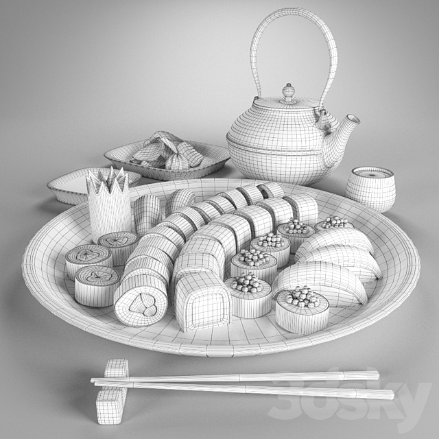 Sushi Set 3DS Max Model - thumbnail 3