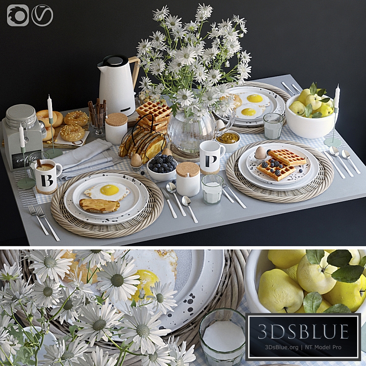 Table setting 36. Breakfast – 3 3DS Max - thumbnail 3