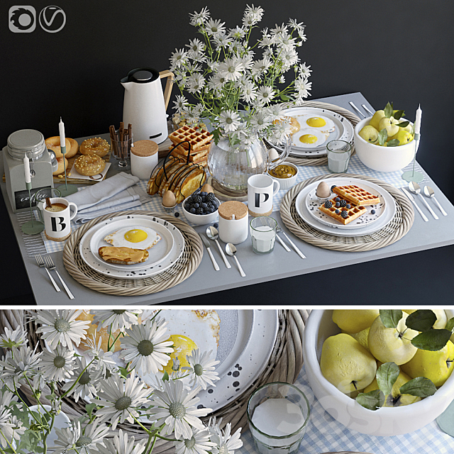 Table setting 36. Breakfast – 3 3DS Max Model - thumbnail 1