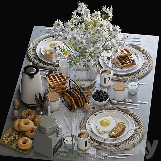 Table setting 36. Breakfast – 3 3DS Max Model - thumbnail 5