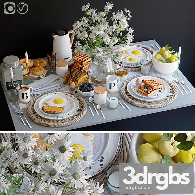 Table setting 36. breakfast – 3 3dsmax Download - thumbnail 1