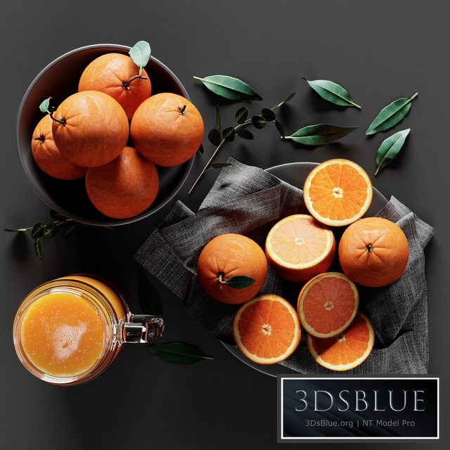 Table Setting with Oranges and Juice 3DS Max - thumbnail 3