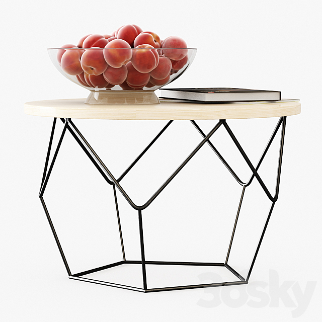 Table with peaches 3DS Max Model - thumbnail 2