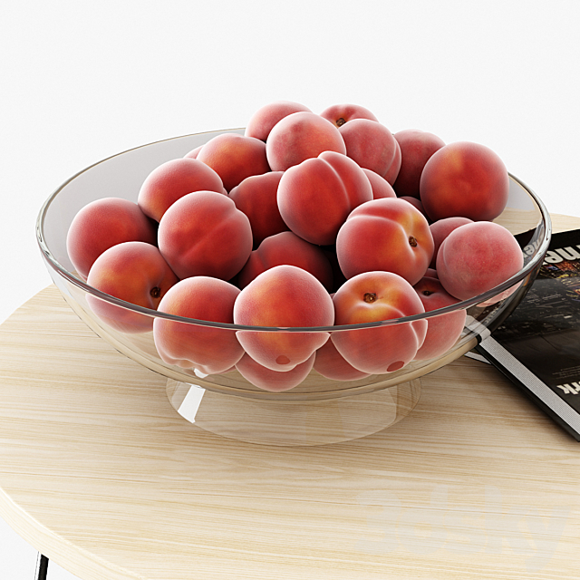 Table with peaches 3DS Max Model - thumbnail 3