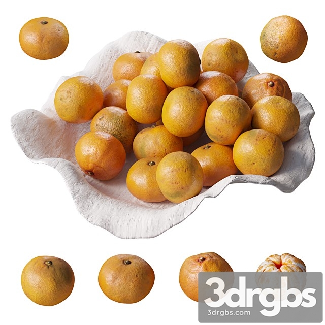 Tangerines in a Clay Bowl 3dsmax Download - thumbnail 1