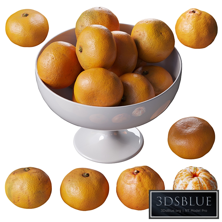 Tangerines in a tall bowl 3DS Max - thumbnail 3