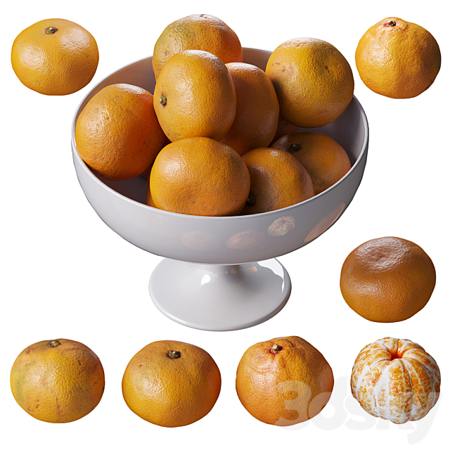 Tangerines in a tall bowl 3DSMax File - thumbnail 1