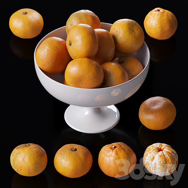 Tangerines in a tall bowl 3DSMax File - thumbnail 2