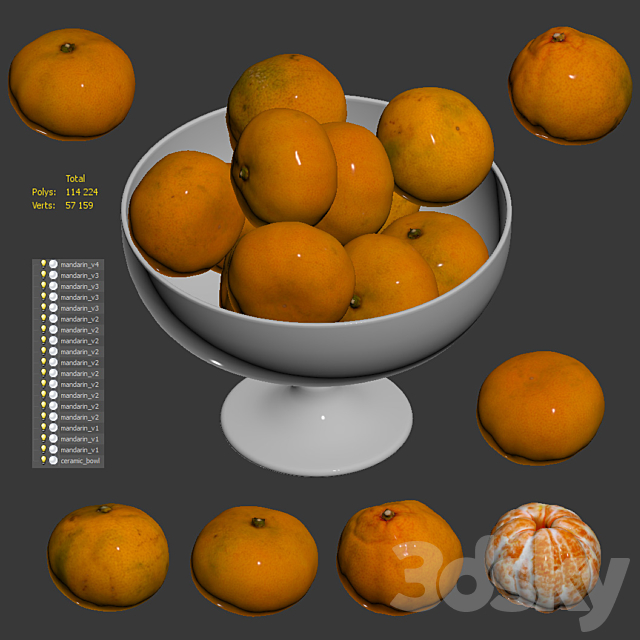 Tangerines in a tall bowl 3DSMax File - thumbnail 3