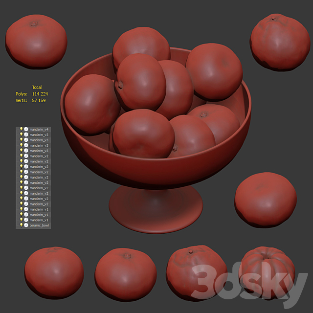 Tangerines in a tall bowl 3DSMax File - thumbnail 5