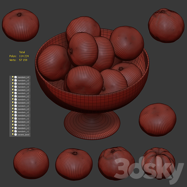 Tangerines in a tall bowl 3DSMax File - thumbnail 6