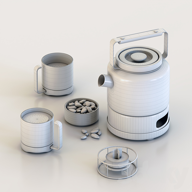 Tea Set # 2 3DS Max Model - thumbnail 3