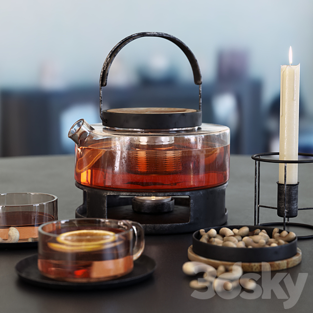 Tea Set # 3 3DS Max Model - thumbnail 2