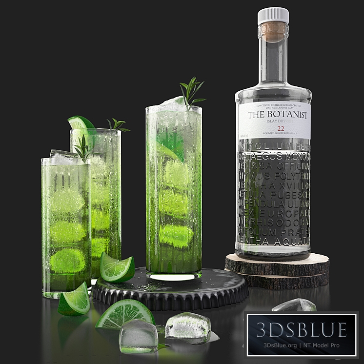 The Botanist gin and mojito with ice 3DS Max - thumbnail 3