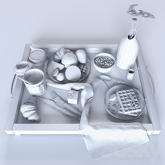 Tiffany breakfast set 3ds Max - thumbnail 3