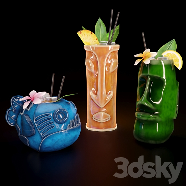 Tiki glasses for bar 3ds Max - thumbnail 1