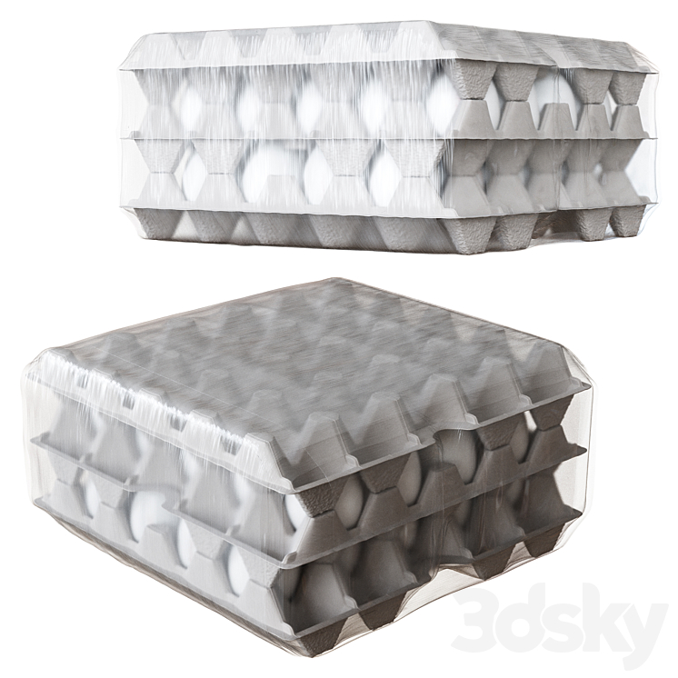 Tray of Eggs Wrapped in Cling Film 3DS Max - thumbnail 2