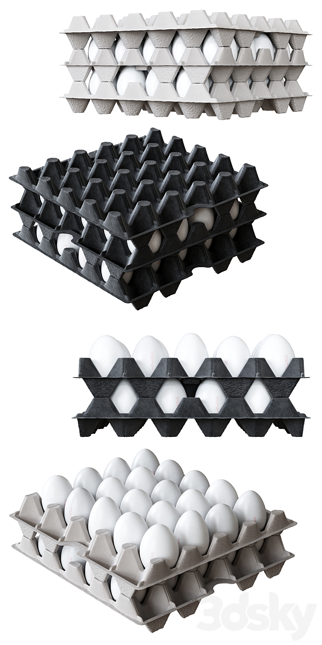 Tray of Eggs Wrapped in Cling Film 3DS Max Model - thumbnail 3