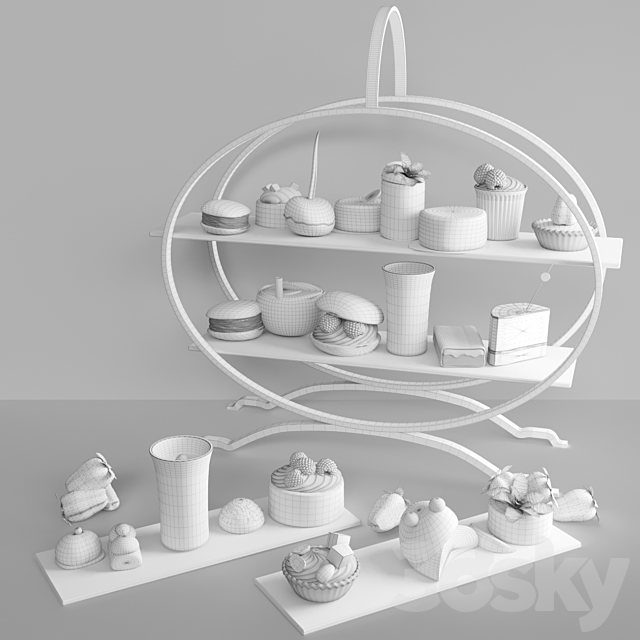 Tray with desserts and sweets at corporate parties 3ds Max - thumbnail 2